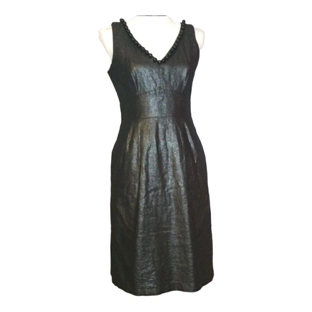 WD.NY Metallic Beaded Dress Size 4 Sleeveless Work Wear with Pockets